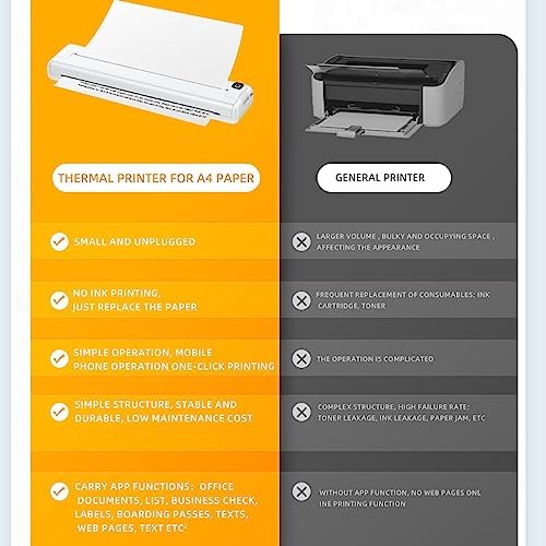 Dpofirs Portable A4 Thermal Printer, Bluetooth Thermal Printer, Support 90 Sheets Letter and A4 Paper, Compatible with Android and iOS Phone and Laptop for Mobile Office