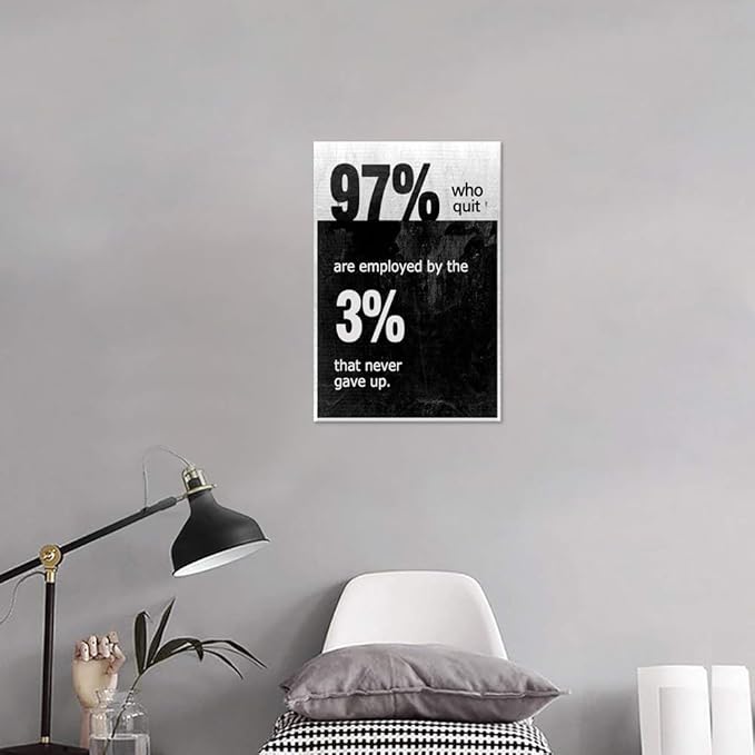 Yatsen Bridge Office Inspirational Wall Art Black Motivational Quote Posters 97% Who Quit are Employed by The 3% That Never Gave up Positive Motto Canvas Painting for Home Decoration - 12''Wx16''H