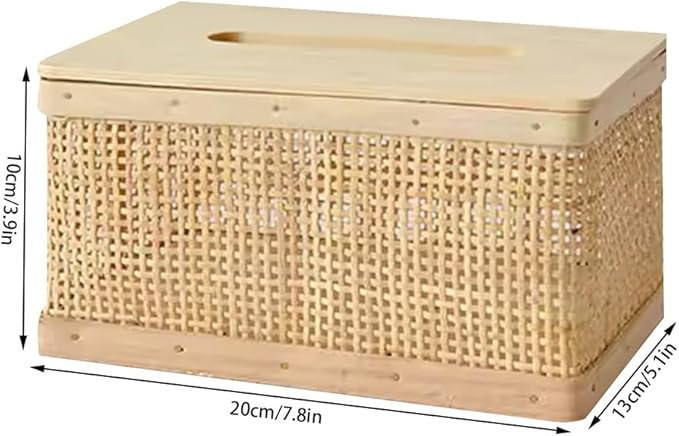 Stylish Tissue Box Rattan Tissue Box Fashion Tissue Organizer and Woven Tissue Box for Bathroom Vanity Desks Offices Bedroom Home Table Modern Tissue Box (Color : Beige, Size : B) (Beige B)
