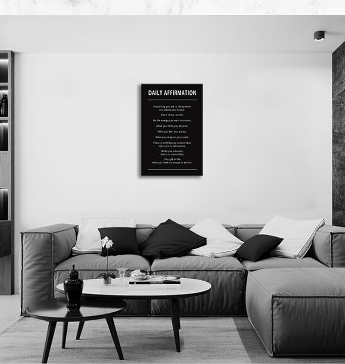 Inspirational Office Wall Decor Motivational Daily Affirmation Posters Canvas Painting Wall Art Pictures Modern Prints Artwork Home Wall Decor for Living Room School Gym Wooden Framed[24''W x 36''H]