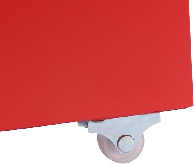 Filing Cabinet with 3 Drawers, Mobile Filing Cabinet with Practical Label Slot, 16 * 11 * 18.9 in Metal Storage Cabinet with Wheels for Home and Office (Red)