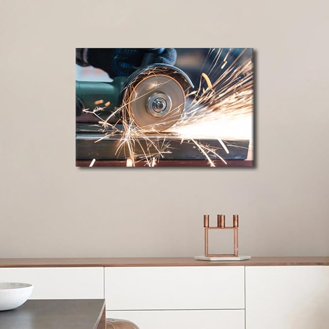 TUMOVO Canvas Wall Art 1 Piece Wall Art Modern Art Work for Walls Cutting Canvas Art Bathroom Decor Modern Home Decor Machine Tools Room Decor Stretched and Framed Ready to Hang, 16" x24"