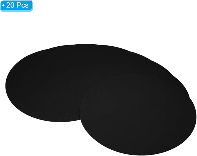 PATIKIL 9.8-inch Round Cardboard Paper, 20 Pcs 200GSM Blank Disc Circles Slices Cutouts Paper for Party Decorations DIY Craft Arts Drawing Painting Writing, Black