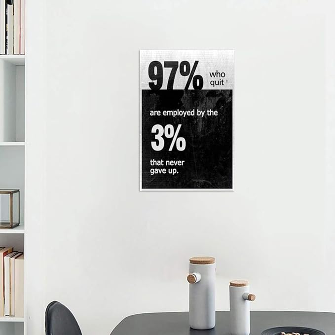Yatsen Bridge Office Inspirational Wall Art Black Motivational Quote Posters 97% Who Quit are Employed by The 3% That Never Gave up Positive Motto Canvas Painting for Home Decoration - 12''Wx16''H