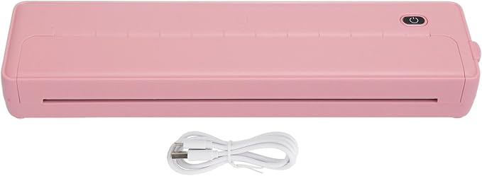 ZJchao Portable A4 Thermal Printer Inkless Mobile Printer for Home and Office (Pink)