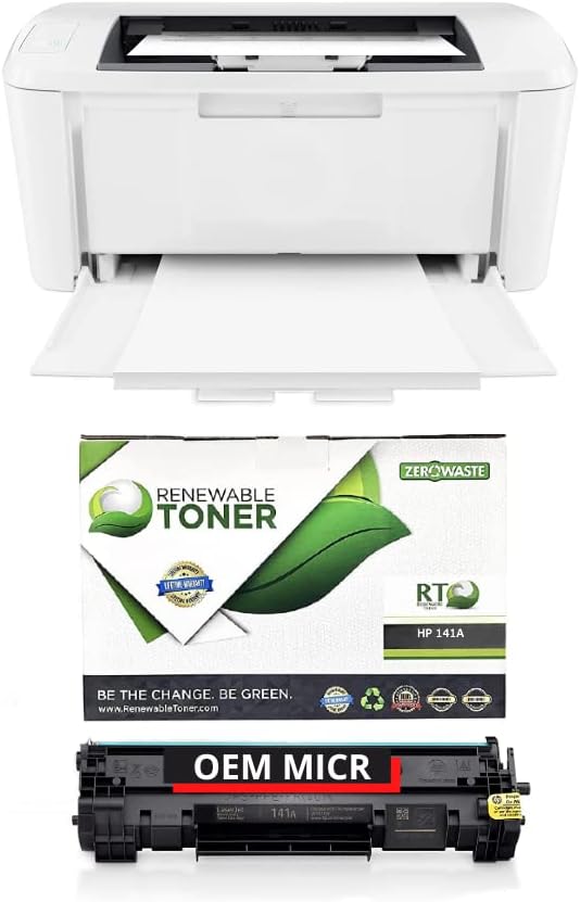 Renewable Toner RT M110we Check Printer, Wireless Monochrome Office Printer, Fast speeds, Easy Check Printing Setup, Preinstalled 141A MICR Cartridge, Best for Small Businesses
