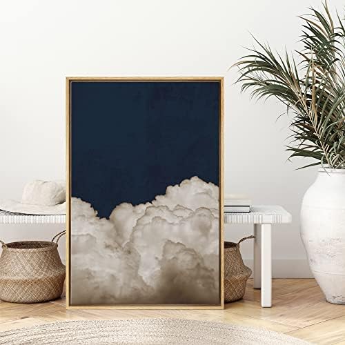SIGNWIN Framed Canvas Print Wall Art Dark High Contrast White Storm Cloud Navy Blue Sky Nature Wilderness Photography Modern Art Landscape Relax/Calm for Living Room, Bedroom, Office - 16"x24" NATURAL