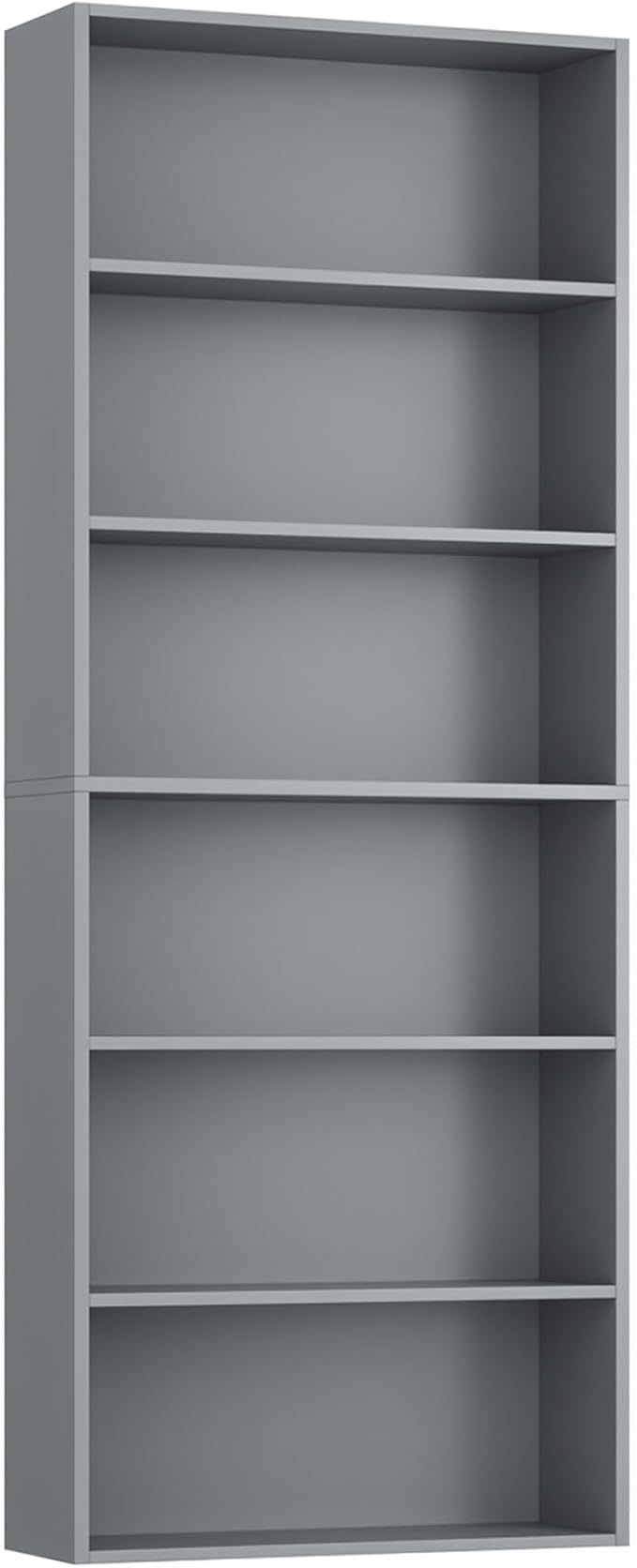 FOTOSOK 6-Tier Open Bookcase and Bookshelf, Freestanding Display Storage Shelves Tall Bookcase for Bedroom, Living Room and Office, Dark Gray