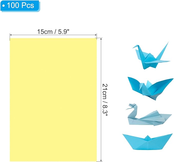 PATIKIL Light Yellow Colored Copy Paper, 100 Sheets 8.3x5.9" A5 19lb/70gsm Double Sided Colorful Print Paper Bulk Sheet DIY Craft Art Projects Supplies for Printer Origami