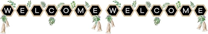 Schoolgirl Style Simply Boho Welcome Bulletin Board Set—Greenery Accents, Hexagons, Tassel Cutouts for Bulletin Boards, Homeschool or Classroom Décor (20 Pc) (Pack of 2)
