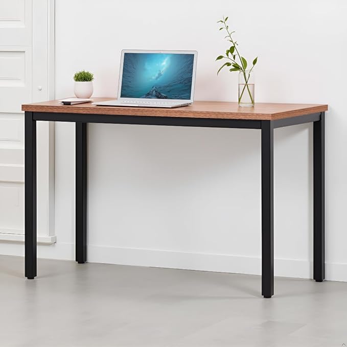 55 × 24 inches Desk, Sturdy Metal Frame Computer Desk, Spacious Office Desk & Writing Desk with Easy Assembly, Durable Workstation for Home Office
