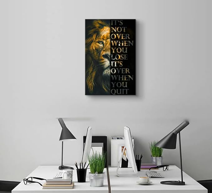 YOUHONG Motivational Wall Art Lion Pictures Office Decor Positive Affirmations Quote Art Print (12''Wx18''H)