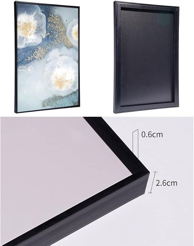 3 Framed Abstract Canvas Wall Art, Artwork in Blue, White and Grey, Simple and Elegant for Living Room Bedroom Office Decor