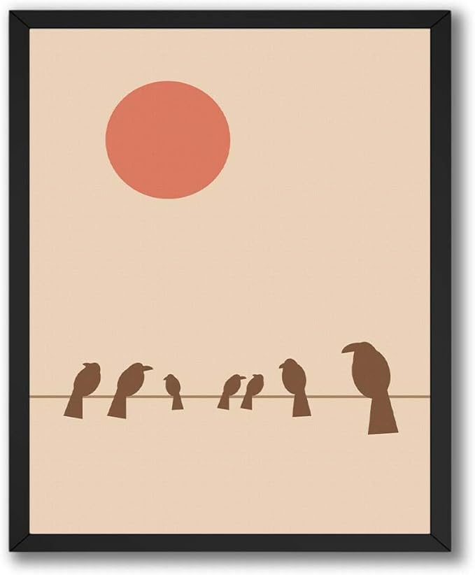 ALPINE INK CO. Abstract Bird Canvas Poster - Minimal Silhouette Perch Artwork - Warm Neutral Modern Style - Living Room Bedroom Office Decor - 24x32 Unframed Canvas Print