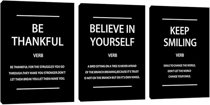 Inspirational Wall Art Canvas Print Office Decor Set of 3 Inspiring Framed Canvas Prints Motivational Posters Quotes Artwork Modern Wall Art Decoration Ready to Hang 16"x24"x3