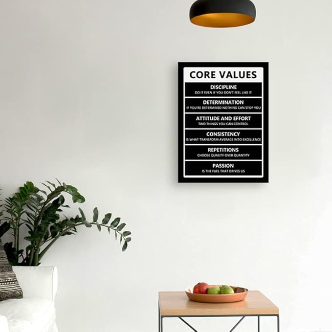 WYJZDZQ8 Inspirational Canvas Wall Art Core Values Painting Poster Motivational Entrepreneur Quotes Proverbs Picture Print Artwork Office Decor Home Classroom Wall Decoration Frame [18" W x 24" H]