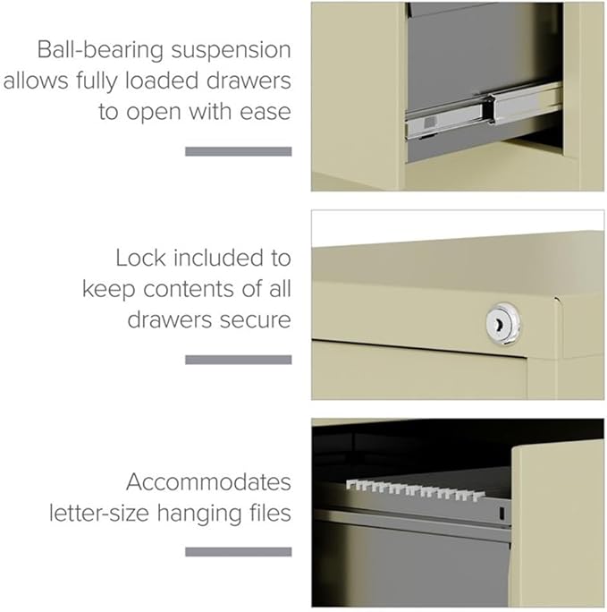 25" Deep Commercial 4 Drawer Letter Size High Side Vertical File Cabinet Color: Putty