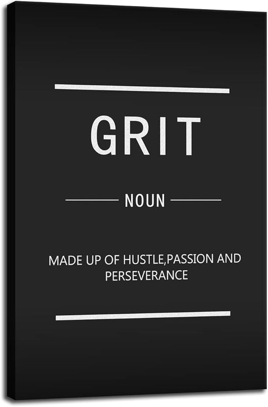 Success Canvas Wall Art Grit Noun Wall Decoration Inspirational Painting Poster Inspiring Positive Proverb Office Decoration Living Room Room Stretch Frame Ready to Hang[24''W x 36''H]
