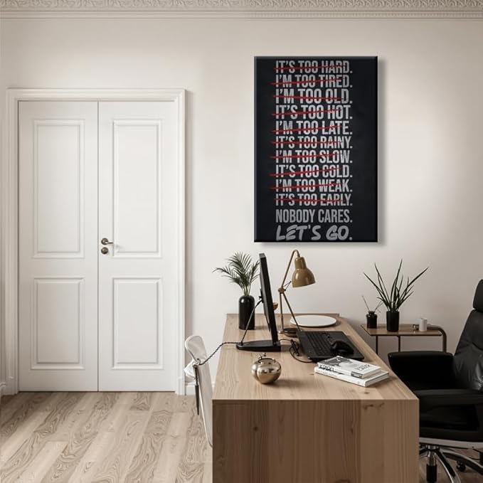 FLZKGAP Inspirational Wall Art Poster for Office, Framed Canvas Motivational Print, Large Quotes Artwork for Living Room, Unique Canvas Prints, Ready to Hang