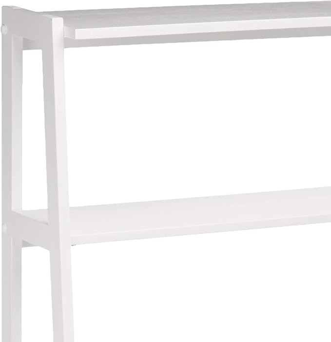 Amazon Basics 5-Tier Sturdy Rubberwood Ladder Bookshelf, Freestanding Storage Organizer Bookcase, Display Shelf for Small Space, White, 25.98" W x 74.48" H x 15.03" D