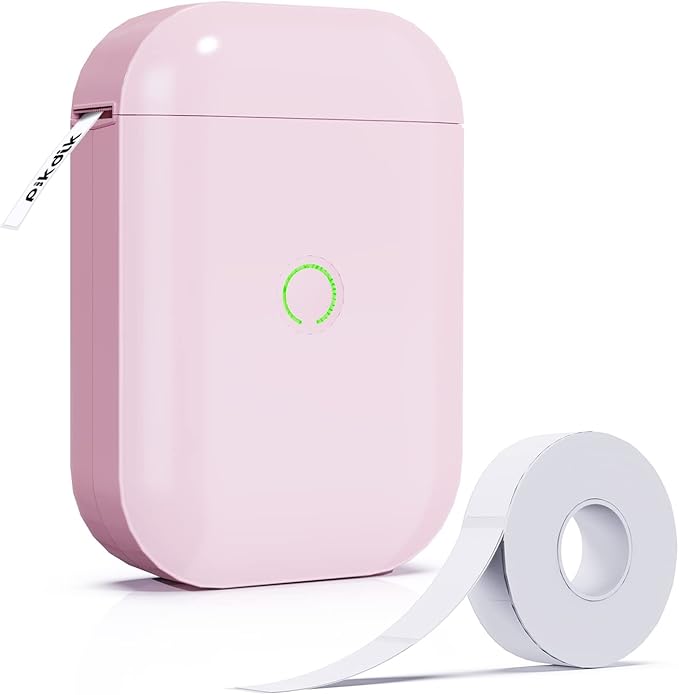 Mini Portable Label Maker - Label Maker Machine with Tape Label Printer for Labeling Jars Bins Home Organizing Office Compatible with iPhone Android USB Rechargeable Easy to Use,Pink