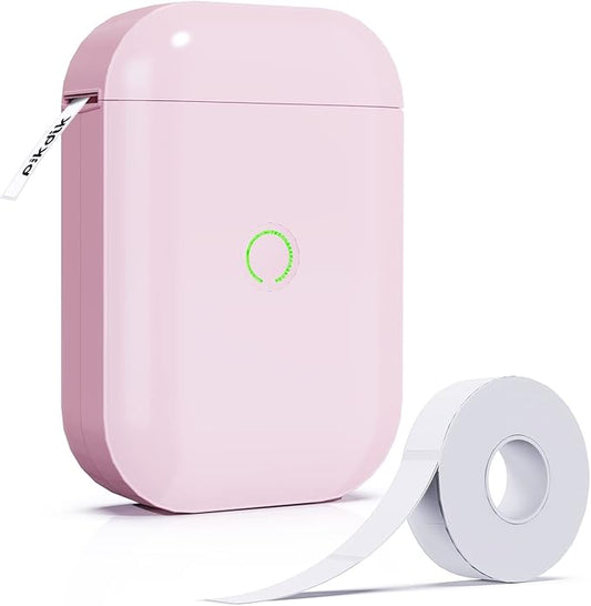 Mini Portable Label Maker - Label Maker Machine with Tape Label Printer for Labeling Jars Bins Home Organizing Office Compatible with iPhone Android USB Rechargeable Easy to Use,Pink