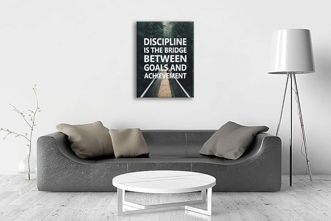 Inspirational Canvas Office Print Wall Art Discipline Is The Bridge Between Goals And Achievement Motivational Picture Inspiring Poster Painting Modern Artwork Home School Decor Frame [30''W x 40''H]
