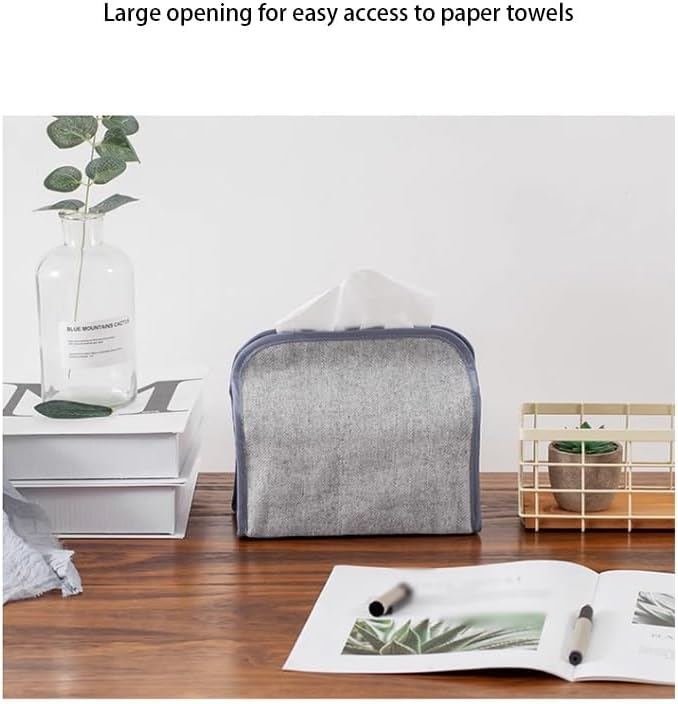 Stylish Tissue Box Car Tissue Box and Creative Tissue Box Leather Tissue Box for Bathroom Vanity Countertop Desk Office Gift Decor Hotel Modern Tissue Box (Color : Black, Size : Large) (Gray Large)