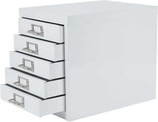 Office Storage Cabinet - File Cabinet Mini 5 Tier Metal File Organizer Document Organizer, for Home, Office, Desk (White)