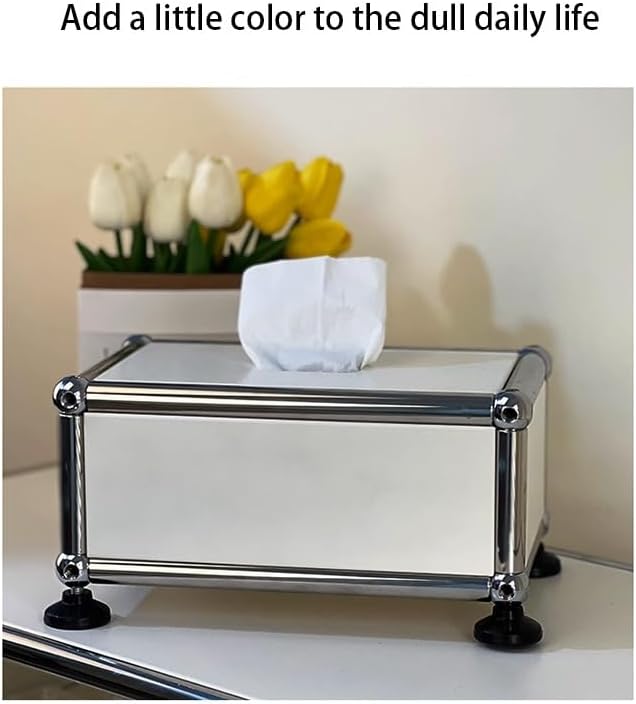 Stylish Tissue Box Stainless Steel Tissue Box Napkin Tissue Box Holder and Rectangle Tissue Organizer for Kitchen Office Room Home Decor Modern Tissue Box (Color : Blue) (Blue)