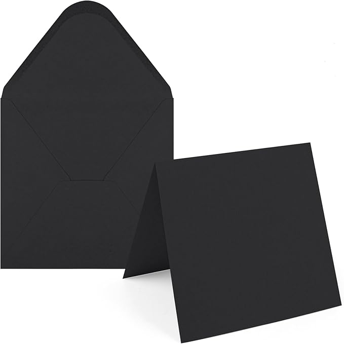 20 PK Black Cards with Envelopes 300GSM Plain Greeting Cards Black Square Envelopes Heavyweight Cardstock Paper for Invitations Card Making All Occasions