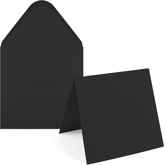 20 PK Black Cards with Envelopes 300GSM Plain Greeting Cards Black Square Envelopes Heavyweight Cardstock Paper for Invitations Card Making All Occasions