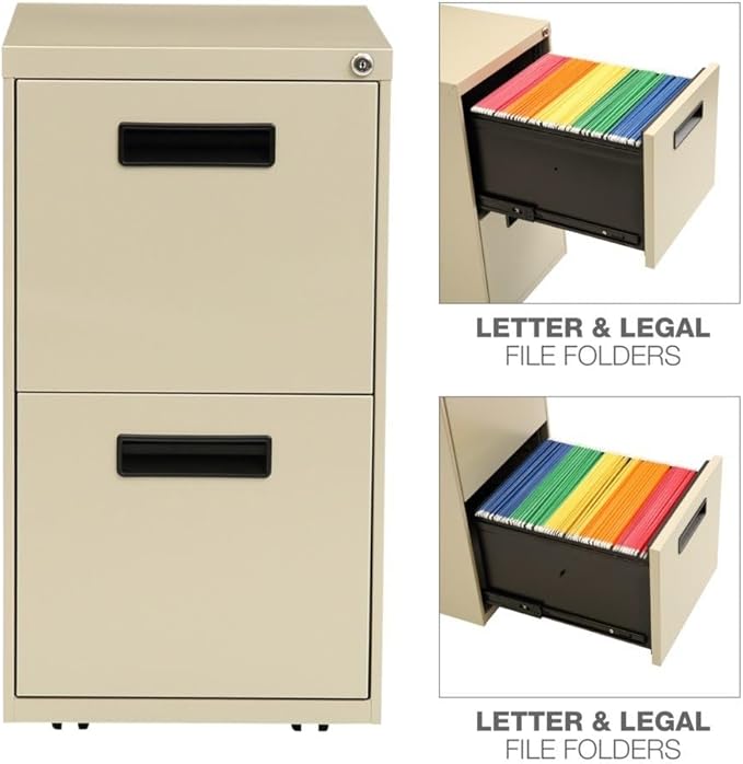 Alera PAFFPY Two-Drawer Metal Pedestal File, 14 7/8w x 19-1/8d x 27-3/4h, Putty