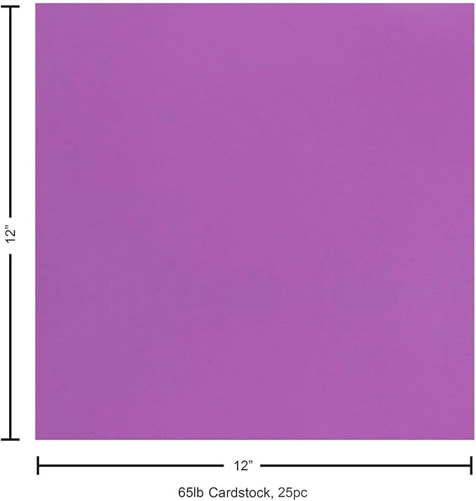 PA Paper Accents Smooth Cardstock 12" x 12" Grape, 65lb colored cardstock paper for card making, scrapbooking, printing, quilling and crafts, 25 piece pack