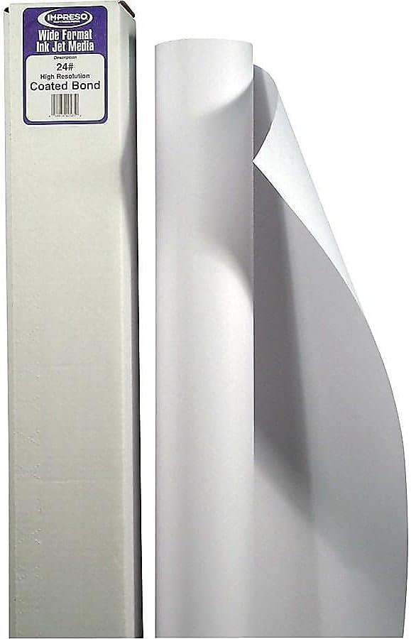 Alliance Wide Format Paper 36" x 150' High Paper Resolution Ink Jet Media Coated Bond Rolls 96 Bright with 2" core For Aqueous and Latex Printers. 1 Roll per Carton 24 LB