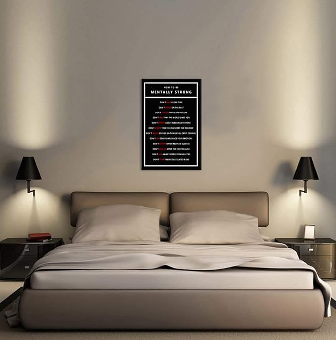 Inspirational Wall Art Motivational Posters Canvas Painting How To Be Mentally Strong Pictures Inspiring Entrepreneur Quotes Framed Prints Artwork Living Room Bedroom Office Decor[24''W x 36''H]