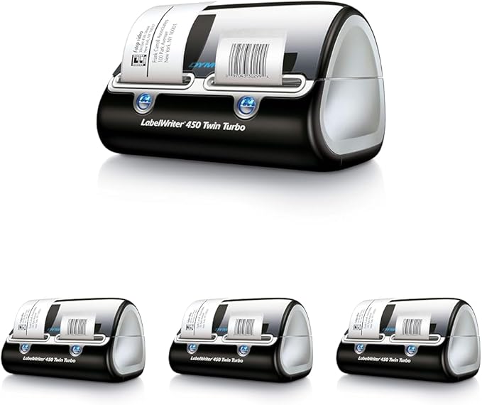 DYMO Label Printer | Label Writer 450 Twin Turbo Direct Thermal Printer Fast Printing Great for Labeling Filing Shipping Mailing Barcodes and More Home & Office Organization,(Pack of 4)