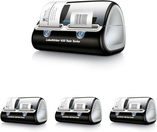 DYMO Label Printer | Label Writer 450 Twin Turbo Direct Thermal Printer Fast Printing Great for Labeling Filing Shipping Mailing Barcodes and More Home & Office Organization,(Pack of 4)