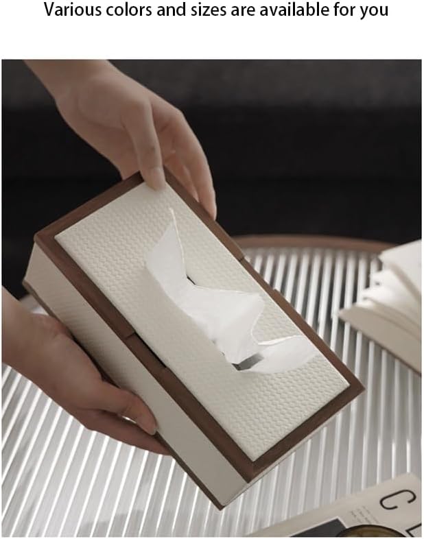 Stylish Tissue Box Walnut Tissue Box High-End Tissue Box Cover and Rectangular Tissue Box Holder for Bathroom Kitchen Office Desk Dressers Modern Tissue Box (Color : Gray) (White)