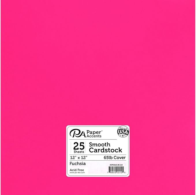 Cdstk Smooth 12x12 65lb 25pc Pk Fuchsia