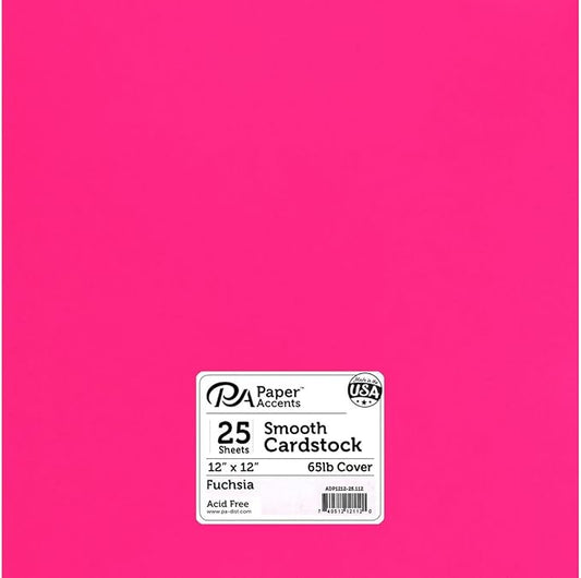 Cdstk Smooth 12x12 65lb 25pc Pk Fuchsia