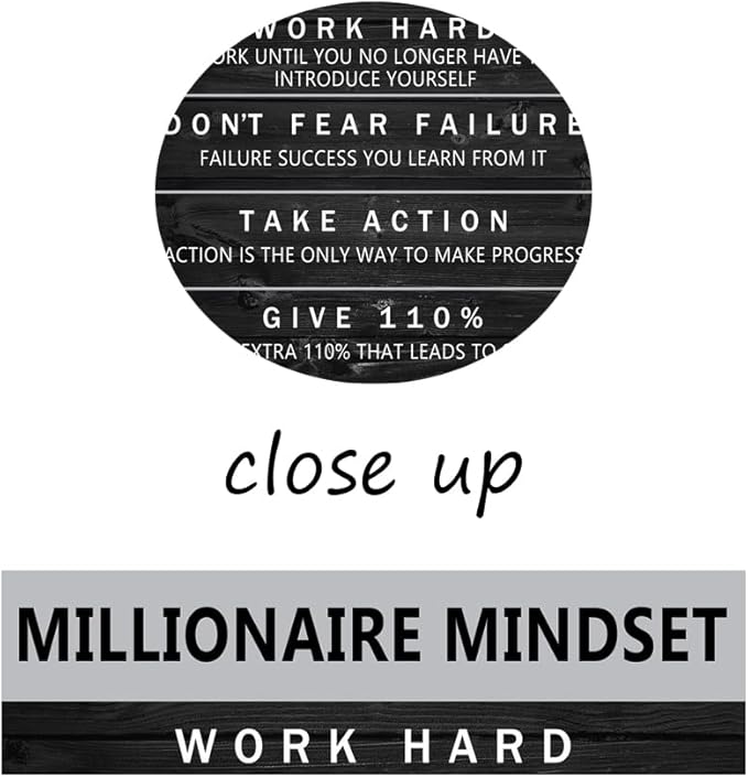 WYJZDZQ8 Motivational Canvas Wall Art Millionaire Mindset Inspirational Entrepreneur Proverb Inspirational Painting Poster Office Decoration Printed Artwork Home Frame Ready to Hang[24" W x 36" H]