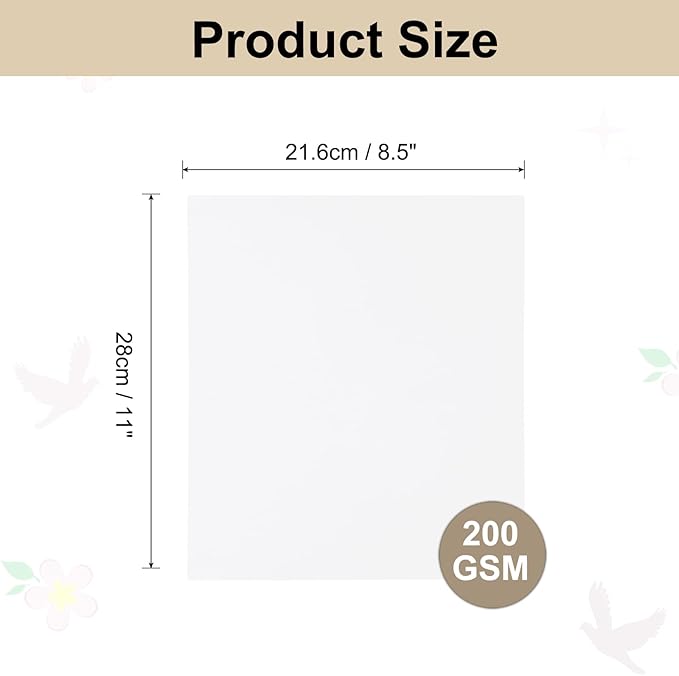 25 Sheets Parchment Paper Aged Look Stationery 200GSM Vintage Paper Sheet, [for Certificate, Invitation, Envelope] - 8.5 x 11 Inch/White