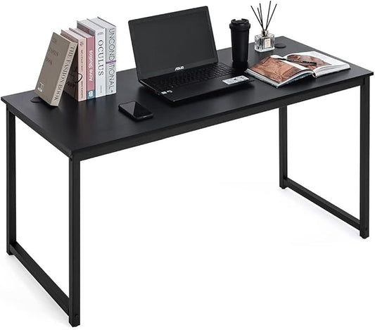 CAPHAUS 55 Inch Computer Desk, Home Office Desk, Modern Work Desk, Writing Desk for Small Space, Simple Desk for Home Use & Office, PC Table, Gaming Desk, Space-Saving Workstation, Black