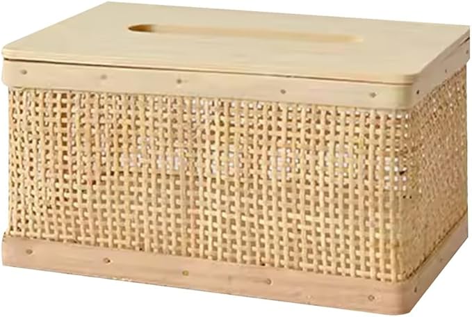 Stylish Tissue Box Rattan Tissue Box Fashion Tissue Organizer and Woven Tissue Box for Bathroom Vanity Desks Offices Bedroom Home Table Modern Tissue Box (Color : Beige, Size : B) (Beige B)