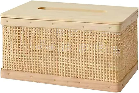 Stylish Tissue Box Rattan Tissue Box Fashion Tissue Organizer and Woven Tissue Box for Bathroom Vanity Desks Offices Bedroom Home Table Modern Tissue Box (Color : Beige, Size : B) (Beige B)