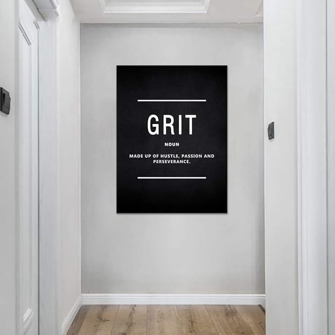 Inspirational Wall Art Motivational Posters Prints on Canvas Modern Inspiring Quotes Office Painting Grit Noun Picture Wooden Framed Artwork Decor for Living Room Office Home Easy to Hang (18”Wx24”H)