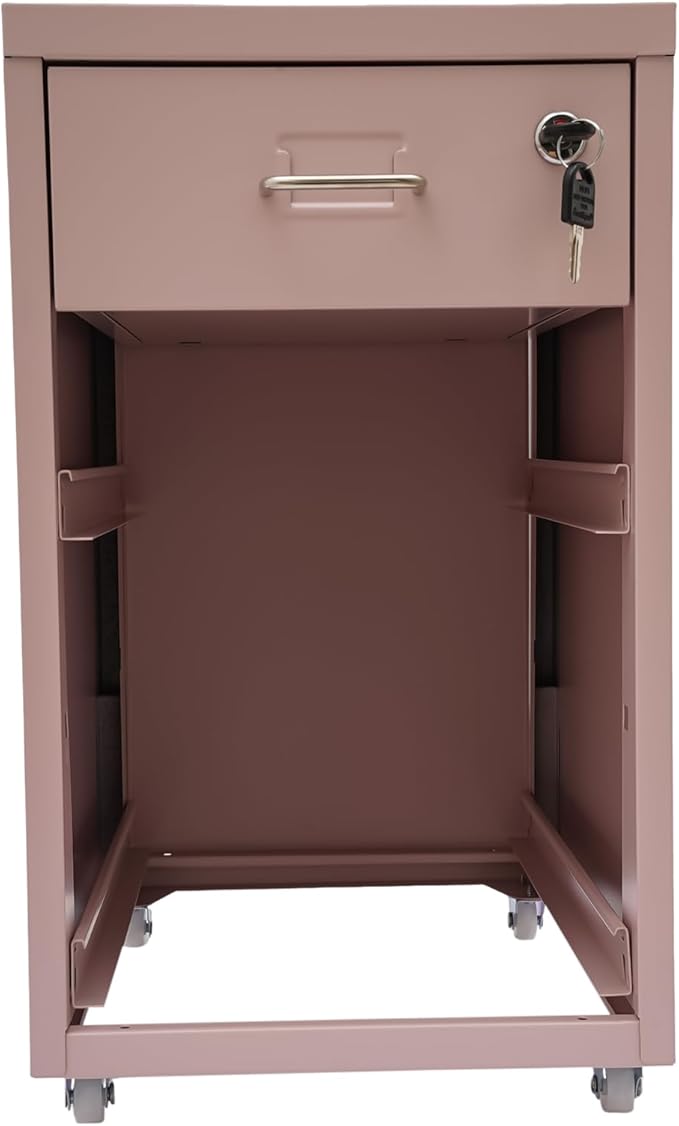 3 Drawer Metal Storage Cabinet Mobile File Cabinet with Lock Under Desk Office Storage Cabinet for Office & Home Fits Letter/Standard Sizes(Pink)