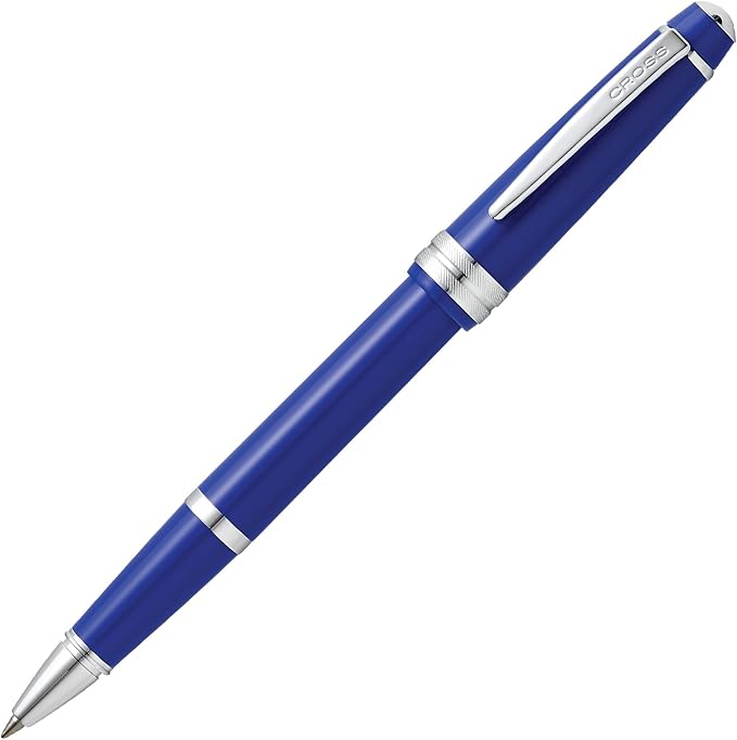 Cross Bailey Light Polished Blue Resin Rollerball Pen - Professional Pen for Effortless Writing - Journaling, Note-Taking & More - Black Ink - Easy Handling - Includes Gift Box