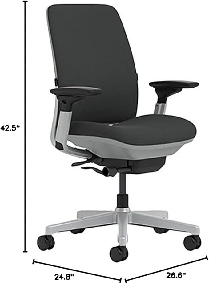 Steelcase Amia Chair with Platinum Base & Hard Floor Casters, Licorice